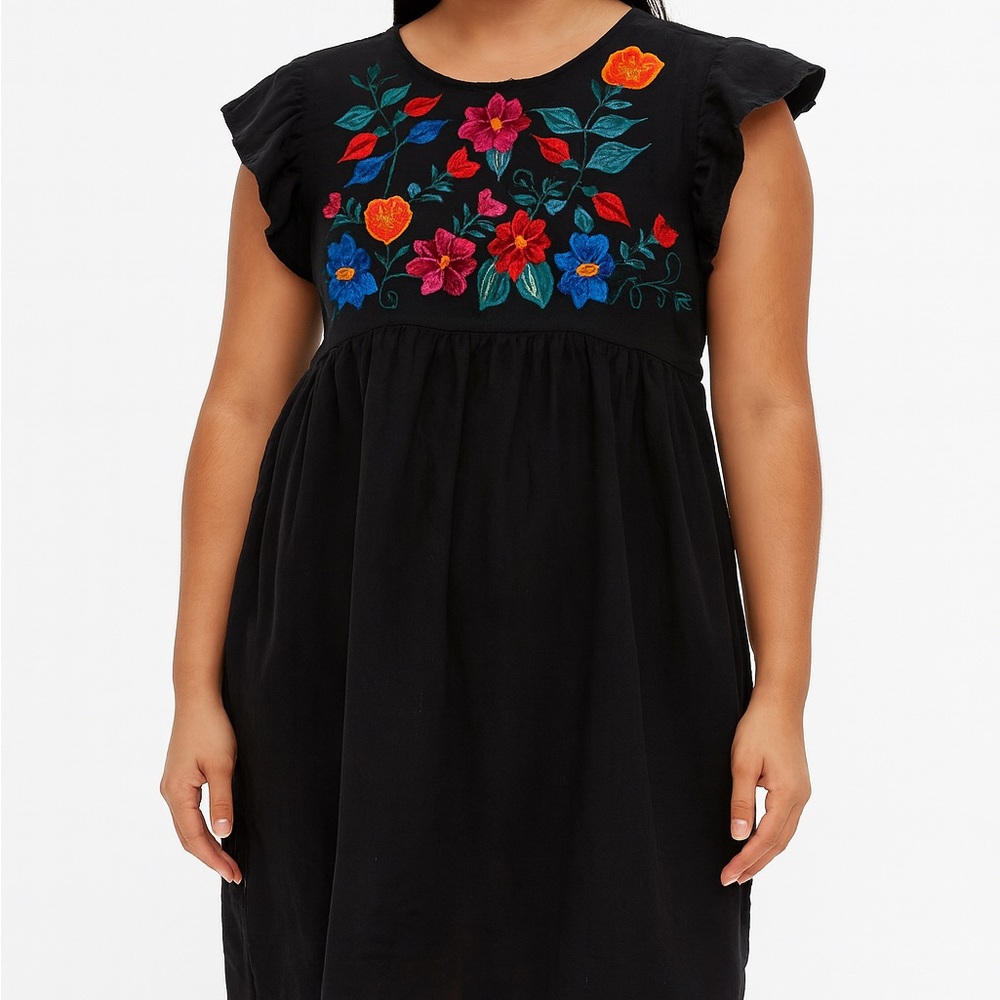 Floral Embroidered Black Dress (summer)